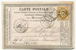 !!! CARTE PRECURSEUR CERES CACHET ET GC 2370 DE MIRECOURT ( VOSGES ) 1875 - Precursor Cards