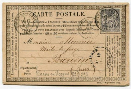 !!! CARTE PRECURSEUR TYPE SAGE CACHET DE BAINS  EN VOSGES ( VOSGES ) 1877 - Precursor Cards
