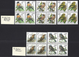 (BL96)  5 Valeurs Oiseaux En Blocs De 4: PO 825GBL-827B.GBL-835GBL-818GV-834GV. ** - Typografisch 1986-96 (Vogels)