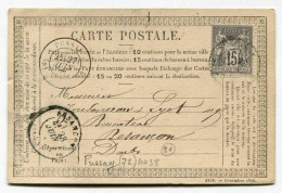 !!! CARTE PRECURSEUR TYPE SAGE CACHET DE PUSSAY (ESSONNE) 1877 - Vorläufer