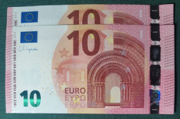 10 EURO SPAIN 2014 LAGARDE V011A1 VB FIRST POSITION CORRELATIVE PAIR RADAR 2 SC FDS UNCIRCULATED  PERFECT - 10 Euro