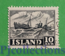 S433 - ISLANDA - ICELAND 1950/54 NAVE - SHIP 10a USATO - USED - Gebruikt