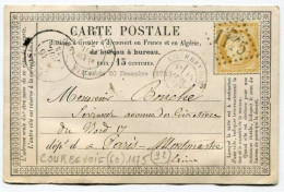 !!! CARTE PRECURSEUR CERES CACHET ET GC 1145 DE COURBEVOIE (HAUTS DE SEINE) 1874. - Vorläufer