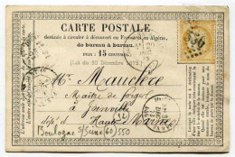 !!! CARTE PRECURSEUR CERES CACHET ET GC 550 DE BOULOGNE SUR SEINE (HAUTS DE SEINE) 1873. - Voorloper Kaarten