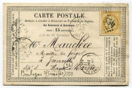 !!! CARTE PRECURSEUR CERES CACHET ET GC 550 DE BOULOGNE SUR SEINE (HAUTS DE SEINE) 1873. - Cartes Précurseurs