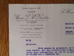 76 LE HAVRE - Courrier P.A. DERODE, Cafés, Décembre 1935 - 1900 – 1949