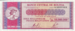 Bolivia 10.000.000 Pesos Bolivianos, P-192 (D.1985) - A0000988 - UNC - RARE - Bolivie