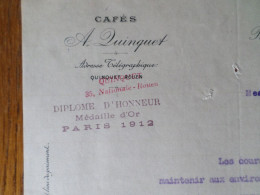 76 ROUEN - Courrier A. QUINQUET, Cafés, Mars 1913 - 1900 – 1949