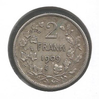 LEOPOLD II * 2 Frank 1909 Vlaams  Met Punt * Prachtig * Nr 12528 - 2 Francs