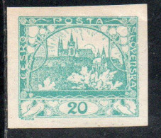 CZECH REPUBLIC REPUBBLICA CECA CZECHOSLOVAKIA CESKA CECOSLOVACCHIA 1918 1919 HRADCANY AT PRAGUE 20h MNH - Unused Stamps