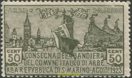 713314 HINGED SAN MARINO 1923 ENTREGA DE LA BANDERA DE ARBE A LA REPUBLICA DE SAN MARINO - Gebruikt