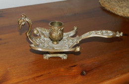 Vintage Brass Peacock Candle Holder - Candelabri E Candelieri