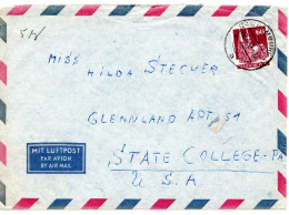 70236 - Bund - 1952 - 60Pfg Bauten EF A LpBf HAMBURG -> State College, PA (USA) - Lettres & Documents