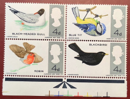GB 1966 British Birds RARE VARIETY MISSING COLOUR On Robin & Blackbird SG 696-699 MNH** (Oiseaux Rouge-gorge Merle Noir - Ongebruikt