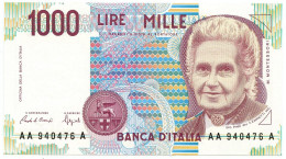 1000 LIRE MARIA MONTESSORI PRIMA SERIE TRIPLA A 24/10/1990 QFDS - Altri & Non Classificati