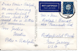 70240 - Bund - 1960 - 40Pfg Heuss III EF A LpAnsKte MUENCHEN -> Ridgefield Park, NJ (USA) - Lettres & Documents