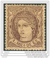 ES0102SACF-L2236-TSCLASO.ALEGORIA S.España.Spain.   Espagne.ALEGORIAS   DE ESPAÑA 1870 (Ed 102*).con Charnela.LUJO - Nuevos
