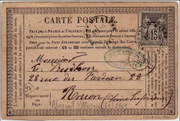 !!! CARTE PRECURSEUR SAGES CACHET DE NOGENT SUR MARNE ( VAL DE MARNE ) 1877 - Voorloper Kaarten