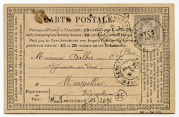 !!! CARTE PRECURSEUR TYPE SAGE CACHET DE MONTMORENCY (VAL D'OISE) 1876 - Precursor Cards
