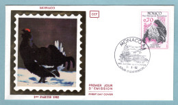 FDC Monaco 1982 - Oiseaux Du Parc National Du Mercantour -  Lyrurus Tetrix YT 1317 - FDC