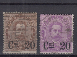 SALE !! 50 % OFF !! ⁕ ITALY 1890 ⁕ King Umberto I. Mi.56/57 Overprint 20 Cmi. ⁕ 2v Used - Oblitérés