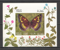 Ss0870 Imperf State Of Oman Fauna Insects Butterflies 1Bl Mnh - Schmetterlinge