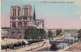 Paris Notre Dame ( Avec Sa Flèche) Et La Seine Panorama ( Tramway Sur Le  Pont ( écrite En 1919 - Notre Dame De Paris