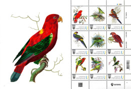 Ukraine 2023, Fauna, Birds, Parrots, Sheetlet Of 9v - Ukraine