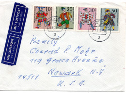 70273 - Bund - 1971 - WoFa '70 Kpl Satz A LpBf HANNOVER -> Newark, NY (USA) - Covers & Documents