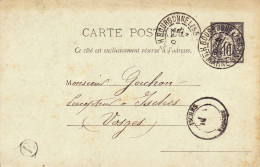 ENTIER POSTAL SAGE CARTE POSTALE De 1893 Cachet Bourbonnes à Isches 88 Vosges - Arnoncourt à Goichon Percepteur Impôts - Precursor Cards