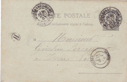 ENTIER POSTAL SAGE CARTE POSTALE De 1893 Cachet Bourbonnes 52 à Isches 88 Vosges - à Goichon Percepteur Impôts - Vorläufer