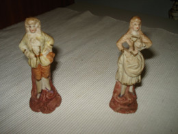 O15 / Très Ancien Couple Courtisants - Fine Porcelaine - Polychrome  - XIIX ème - Andere & Zonder Classificatie