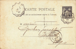 ENTIER POSTAL CARTE POSTALE De 1893 Cachet Ambulant Bourbonnes 52 à Vitrey 54 à Isches 88 - à Goichon Percepteur Impôts - Vorläufer