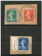 !!! TYPES SEMEUSES SUR FRAGMENTS CACHETS DANNEMARIE - ALSACE 11/2/1915 (VILLE RECONQUISE) - Used Stamps