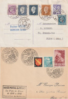 Iris, Entier Postal Avec Belle Affranchissement Ob: Ingwiller 6/02/48, N° 703 Obl: Musée Postal Mulhouse 10/11/48 - 1939-44 Iris
