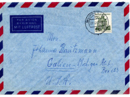 70287 - Bund - 1967 - 70Pfg Kl.Bauten EF A LpBf WUPPERTAL -> Galien, MI (USA) - Briefe U. Dokumente