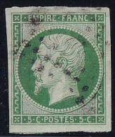 France N°12b - Vert Foncé - Oblitéré - TB - 1853-1860 Napoléon III.