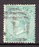 Bermuda 1865-1903 QV - Wmk. Crown CC - P.14 - 1/- Green Used (SG 8) - Bermuda