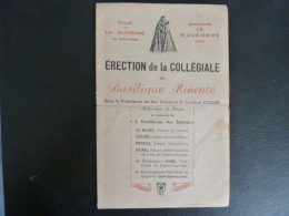 La Guerche De Bretagne - Erection De La Collégiale En Basilique Mineure 18 Novembre 1951 - Programme - Programs