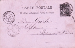 ENTIER POSTAL CARTE POSTALE De 1885 Cachet Mirecourt 88 à Rouvres En Xaintois 88 - à Goichon Percepteur Impôts - Cartes Précurseurs