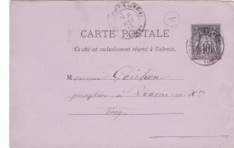 ENTIER POSTAL CARTE POSTALE De 1884 Cachet Rouvres En Xaintois 88 - Beurdouche Oëlleville à Goichon Percepteur Impôts - Vorläufer