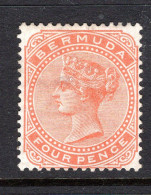 Bermuda 1888 QV - Wmk. Crown CC - P.14 - 4d Orange-red HM (SG 20) - Patchy Gum - Bermuda