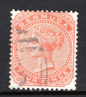 Bermuda 1888 QV - Wmk. Crown CC - P.14 - 4d Orange-red Used (SG 20) - Bermuda