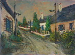 Roland DUBUC : Un Village En Normandie, Huile Sur Toile Signée - Huiles