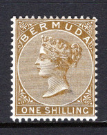 Bermuda 1883-94 QV - Wmk. Crown CA - P.14 - 1/- Olive-brown HM (SG 29b) - Bermuda
