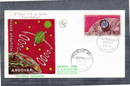 Polynesia (France) 1962 Space/Telstar Satelite Stamp (Michel 23) Used On FDC - Cartas & Documentos