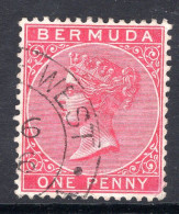 Bermuda 1883-94 QV - Wmk. Crown CA - P.14 - 1d Aniline Carmine Used (SG 24a) - Bermuda