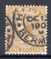 Bermuda 1883-94 QV - Wmk. Crown CA - P.14 - 1/- Yellow-brown Used (SG 29) - Bermuda