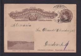 1914 - 2 C. Überdruck-Bild-Ganzsache (P 56) Fabrica Liebig's - Ab Montevideo Nach Dresden - Uruguay