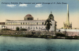 Colombia, CARTAGENA, Flag Monument, Parsonage St. Pedro Claver (1910s) Postcard - Colombia